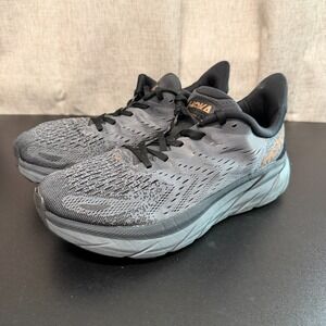 Hoka One One Clifton 8 Running Shoes Women's US 8.5B Gray Lace Up 1119394 Active